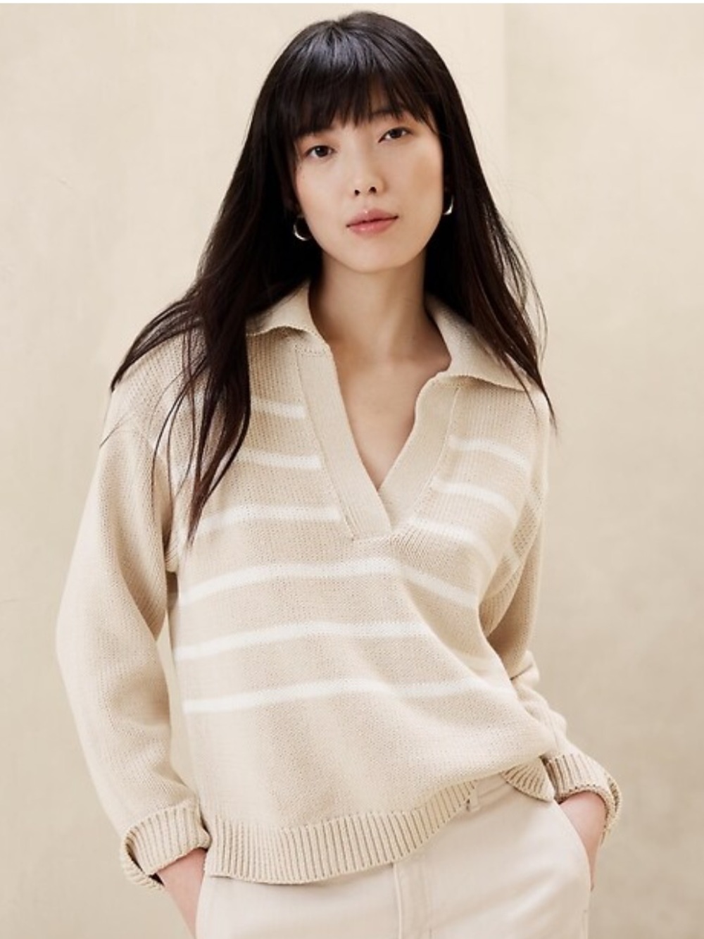 Banana Republic Textured Johnny-Collar Sweater
